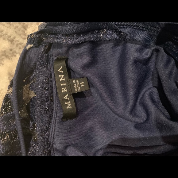 Deep blue short sleeve lace dress by Marina - Picture 6 of 6